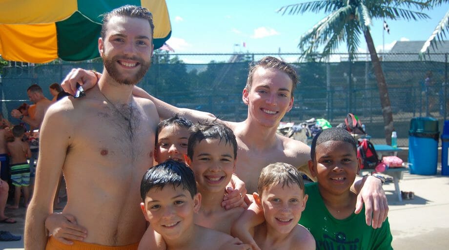 Campers at a waterpark at an off camp trip