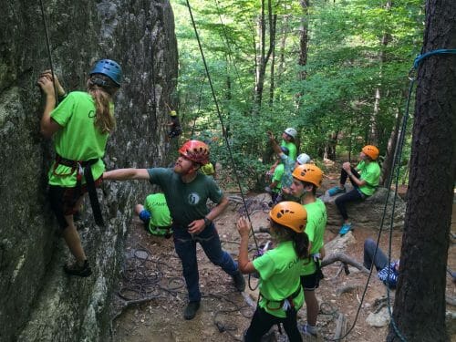 Campers on a climbing trip