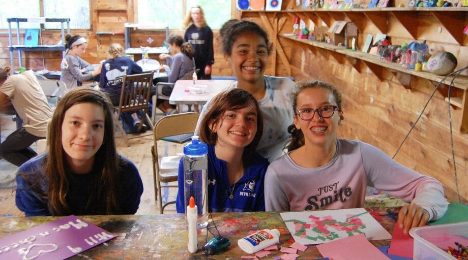 Campers at arts and crafts