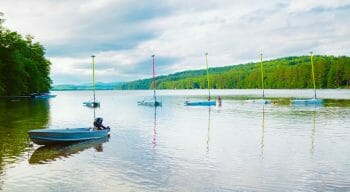 Boats on the calm lake