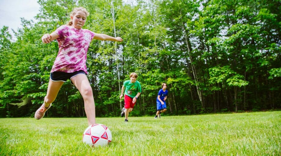 Girls playing soccer