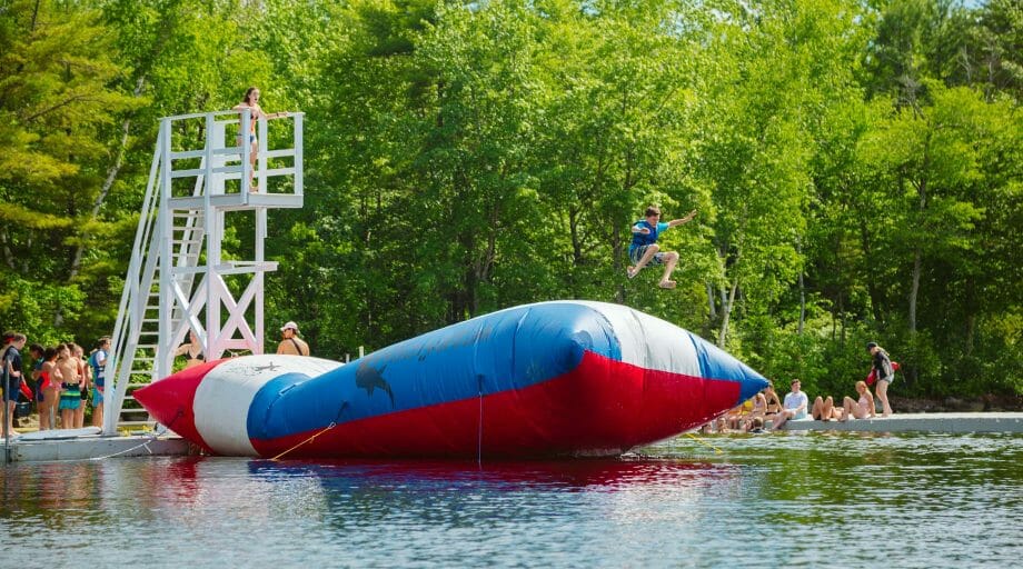 Camper being launched off the blob