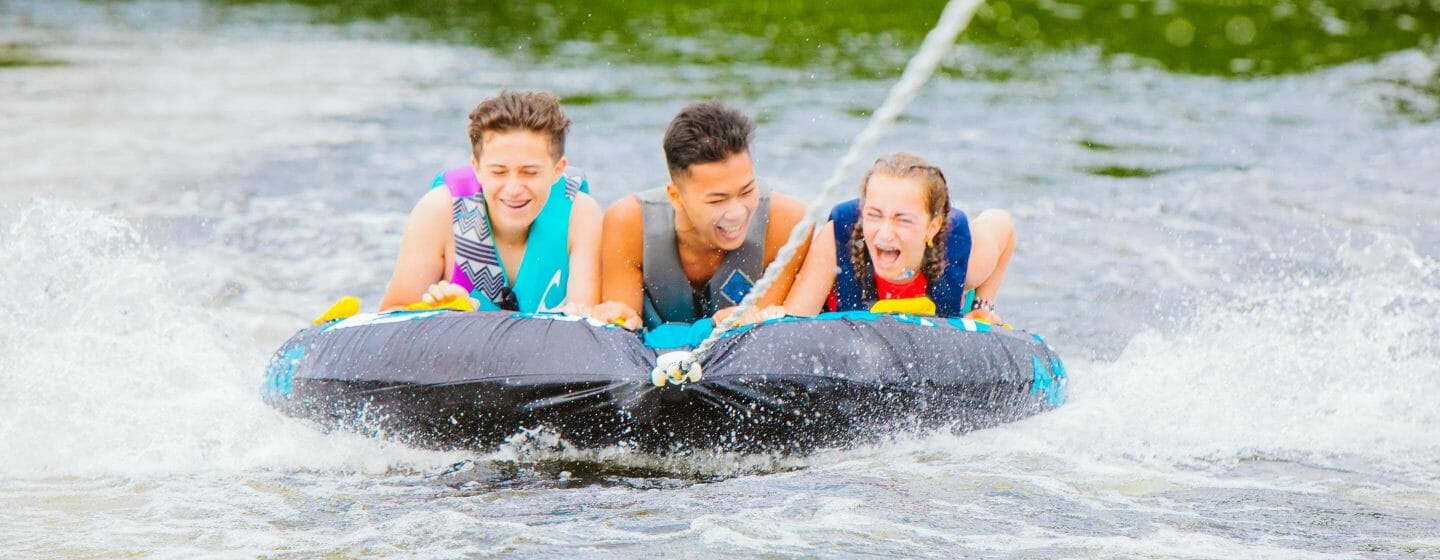Kids watertubing