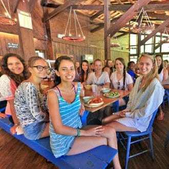 Campers in the dining hall